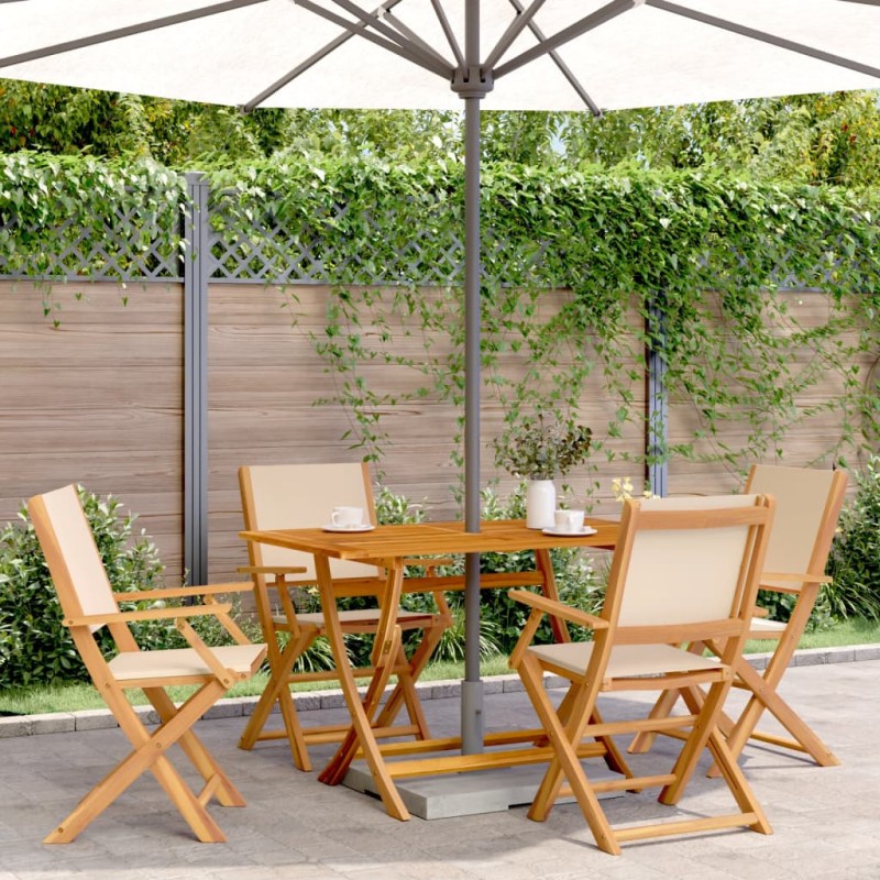 vidaXL 5-tlg. Garten-Essgruppe Stoff und Massivholz Beige vidaXL 5-tlg. Garten-Essgruppe Stoff und Massivholz Beige