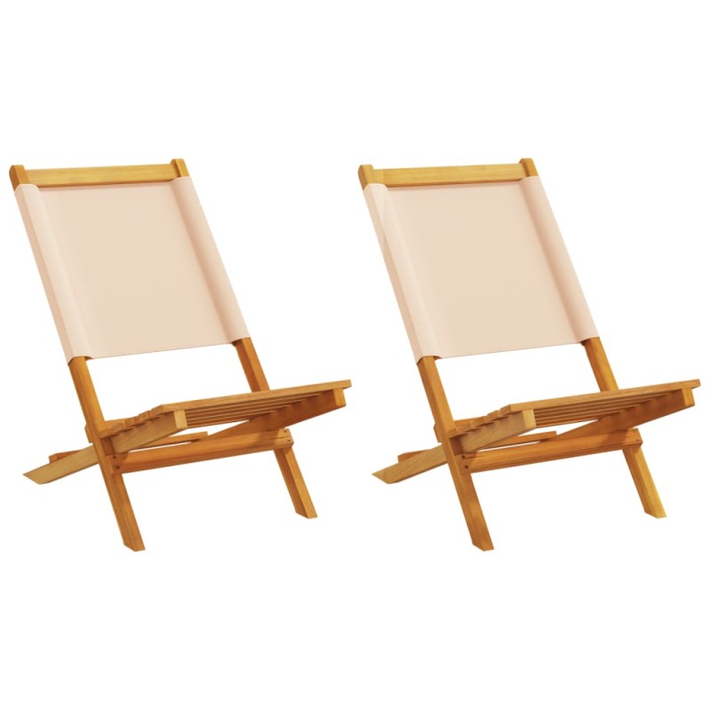 vidaXL Gartenstühle 2 Stk. Beige Massivholz Akazie & Stoff vidaXL Gartenstühle 2 Stk. Beige Massivholz Akazie & Stoff