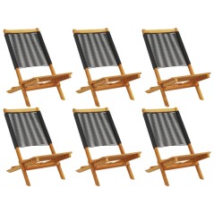 vidaXL Gartenstühle 6 Stk. Klappbar Schwarz Massivholz Akazie