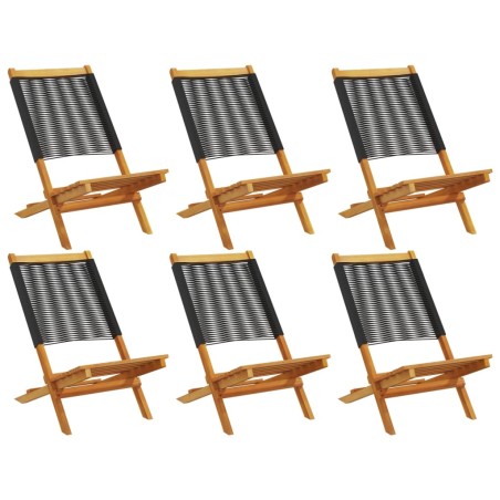 vidaXL Gartenstühle 6 Stk. Klappbar Schwarz Massivholz Akazie