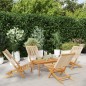 vidaXL Gartenstühle 4 Stk. Klappbar Beige Massivholz Akazie vidaXL Gartenstühle 4 Stk. Klappbar Beige Massivholz Akazie