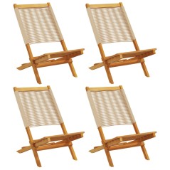 vidaXL Gartenstühle 4 Stk. Klappbar Beige Massivholz Akazie