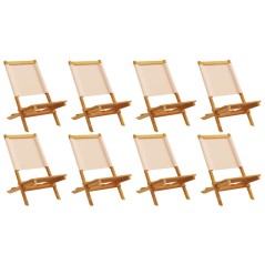 vidaXL Gartenstühle 8 Stk. Klappbar Beige Stoff und Massivholz