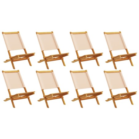 vidaXL Gartenstühle 8 Stk. Klappbar Beige Stoff und Massivholz