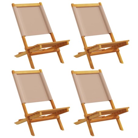 vidaXL Gartenstühle 4 Stk. Klappbar Taupe Stoff und Massivholz