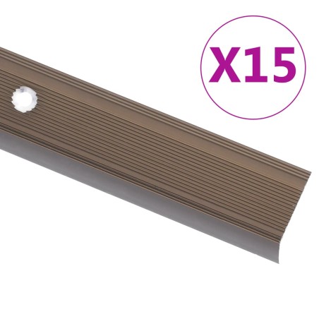 vidaXL Treppenkantenprofile in L-Form 15 Stk. Aluminium 134 cm Braun