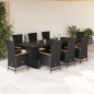 vidaXL 9-tlg. Garten-Essgruppe mit Kissen Schwarz Poly Rattan vidaXL 9-tlg. Garten-Essgruppe mit Kissen Schwarz Poly Rattan