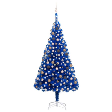 Künstlicher Weihnachtsbaum mit LEDs & Kugeln Blau 240cm PVC