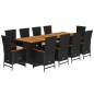 vidaXL 11-tlg. Garten-Essgruppe mit Kissen Schwarz Poly Rattan vidaXL 11-tlg. Garten-Essgruppe mit Kissen Schwarz Poly Rattan