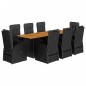 vidaXL 9-tlg. Garten-Essgruppe mit Kissen Schwarz Poly Rattan vidaXL 9-tlg. Garten-Essgruppe mit Kissen Schwarz Poly Rattan