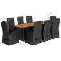 vidaXL 9-tlg. Garten-Essgruppe mit Kissen Schwarz Poly Rattan vidaXL 9-tlg. Garten-Essgruppe mit Kissen Schwarz Poly Rattan