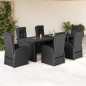 vidaXL 7-tlg. Garten-Essgruppe mit Kissen Schwarz Poly Rattan vidaXL 7-tlg. Garten-Essgruppe mit Kissen Schwarz Poly Rattan
