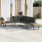vidaXL Gartensofa in L-Form mit Kissen Grau Poly Rattan und Akazie vidaXL Gartensofa in L-Form mit Kissen Grau Poly Rattan und Akazie