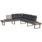 vidaXL Gartensofa in L-Form mit Kissen Grau Poly Rattan und Akazie vidaXL Gartensofa in L-Form mit Kissen Grau Poly Rattan und Akazie