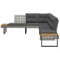 vidaXL Gartensofa in L-Form mit Kissen Grau Poly Rattan und Akazie vidaXL Gartensofa in L-Form mit Kissen Grau Poly Rattan und Akazie