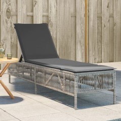 vidaXL Sonnenliege mit Auflage Hellgrau Poly Rattan