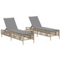 vidaXL Sonnenliegen 2 Stk. mit Tisch Beige Poly Rattan vidaXL Sonnenliegen 2 Stk. mit Tisch Beige Poly Rattan