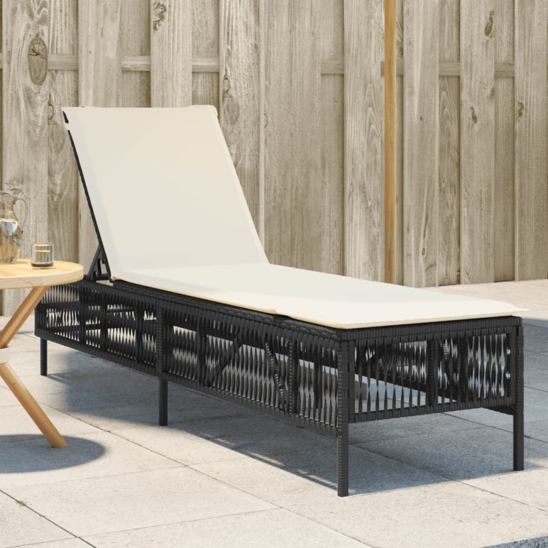 vidaXL Sonnenliege mit Auflage Schwarz Poly-Rattan vidaXL Sonnenliege mit Auflage Schwarz Poly-Rattan