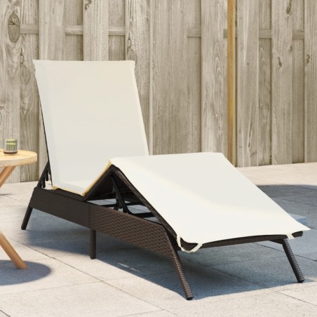 vidaXL Sonnenliege mit Auflage Braun Poly Rattan