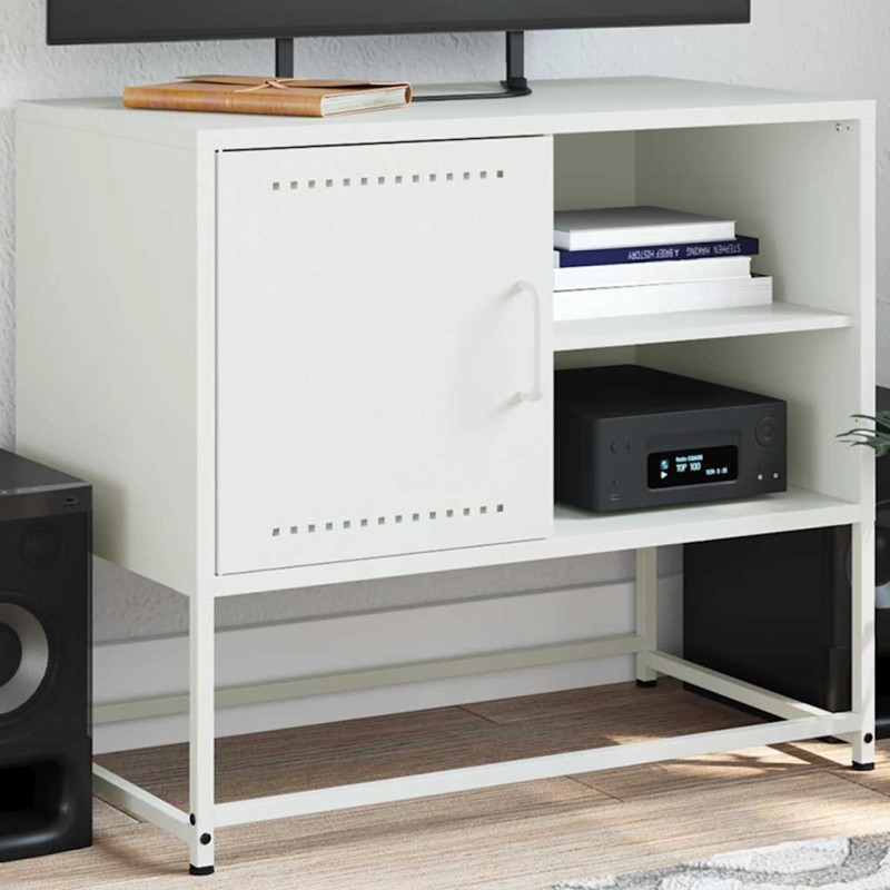 vidaXL TV-Schrank Weiß 68x39x60,5 cm Stahl vidaXL TV-Schrank Weiß 68x39x60,5 cm Stahl