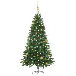 Künstlicher Weihnachtsbaum mit LEDs & Kugeln 180 cm Grün