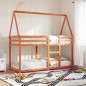 vidaXL Etagenbett mit Dach Wachsbraun 90x190 cm Massivholz Kiefer vidaXL Etagenbett mit Dach Wachsbraun 90x190 cm Massivholz Kiefer