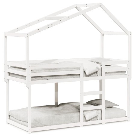 vidaXL Etagenbett mit Dach Weiß 75x190 cm Massivholz Kiefer