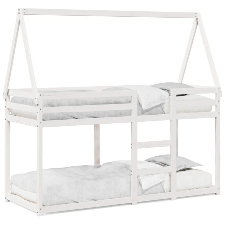 vidaXL Etagenbett mit Dach Weiß 75x190 cm Massivholz Kiefer