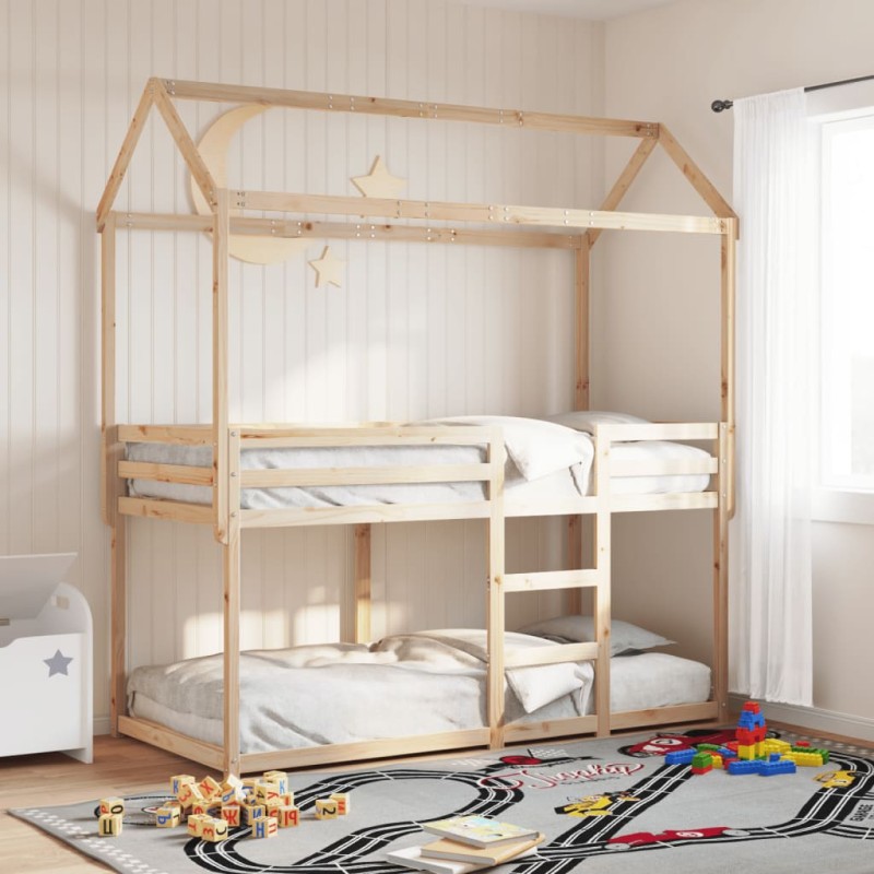 vidaXL Etagenbett mit Dach 75x190 cm Massivholz Kiefer vidaXL Etagenbett mit Dach 75x190 cm Massivholz Kiefer