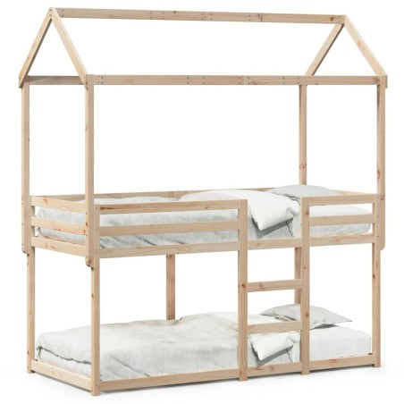 vidaXL Etagenbett mit Dach 75x190 cm Massivholz Kiefer