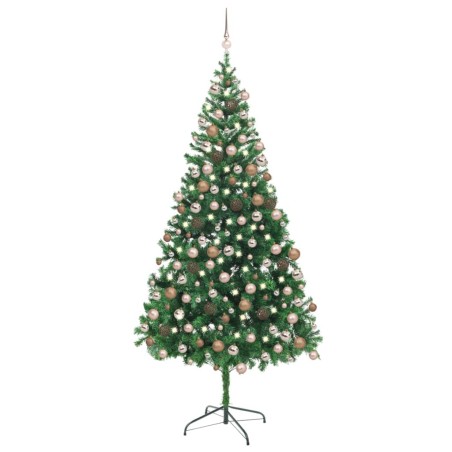 Künstlicher Weihnachtsbaum mit LEDs & Kugeln 210 cm 910 Zweige