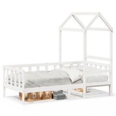 vidaXL Tagesbett mit Dach Weiß 90x200 cm Massivholz Kiefer