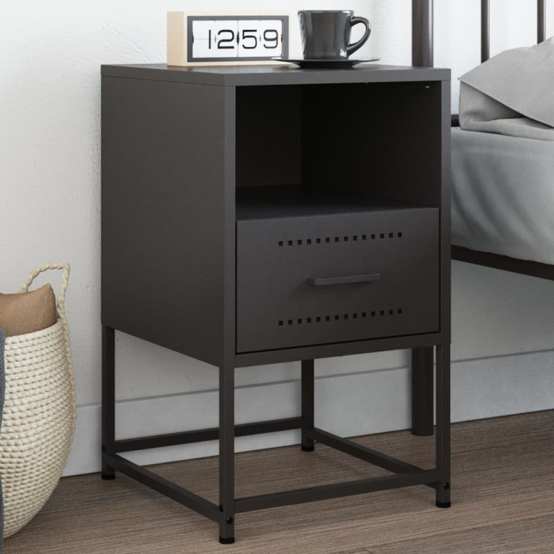 vidaXL Nachttisch Schwarz 36x39x60,5 cm Stahl vidaXL Nachttisch Schwarz 36x39x60,5 cm Stahl
