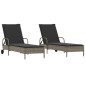 vidaXL Sonnenliegen mit Auflagen 2 Stk. Grau Poly-Rattan vidaXL Sonnenliegen mit Auflagen 2 Stk. Grau Poly-Rattan