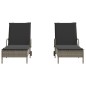 vidaXL Sonnenliegen mit Auflagen 2 Stk. Grau Poly-Rattan vidaXL Sonnenliegen mit Auflagen 2 Stk. Grau Poly-Rattan