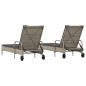 vidaXL Sonnenliegen mit Auflagen 2 Stk. Grau Poly-Rattan vidaXL Sonnenliegen mit Auflagen 2 Stk. Grau Poly-Rattan