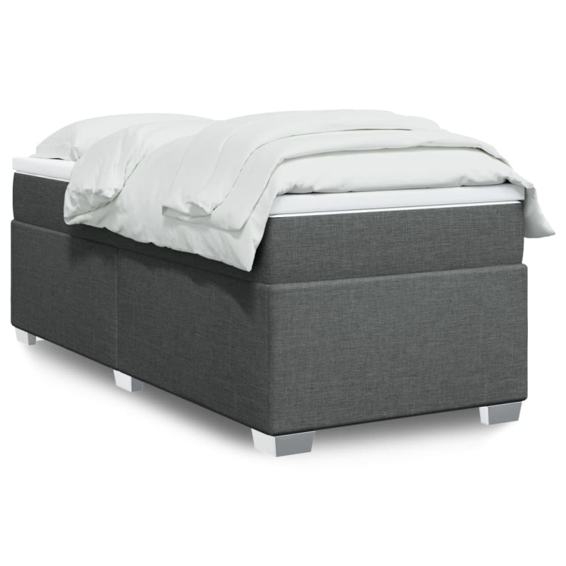 vidaXL Boxspringbett mit Matratze Dunkelgrau 80x200 cm Stoff vidaXL Boxspringbett mit Matratze Dunkelgrau 80x200 cm Stoff