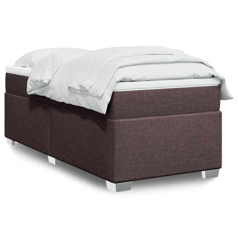 vidaXL Boxspringbett mit Matratze Dunkelbraun 90x200 cm Stoff vidaXL Boxspringbett mit Matratze Dunkelbraun 90x200 cm Stoff
