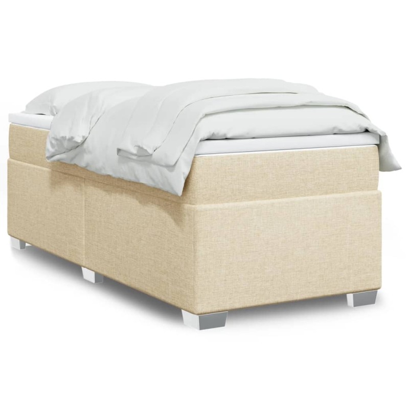 vidaXL Boxspringbett mit Matratze Creme 90x200 cm Stoff vidaXL Boxspringbett mit Matratze Creme 90x200 cm Stoff