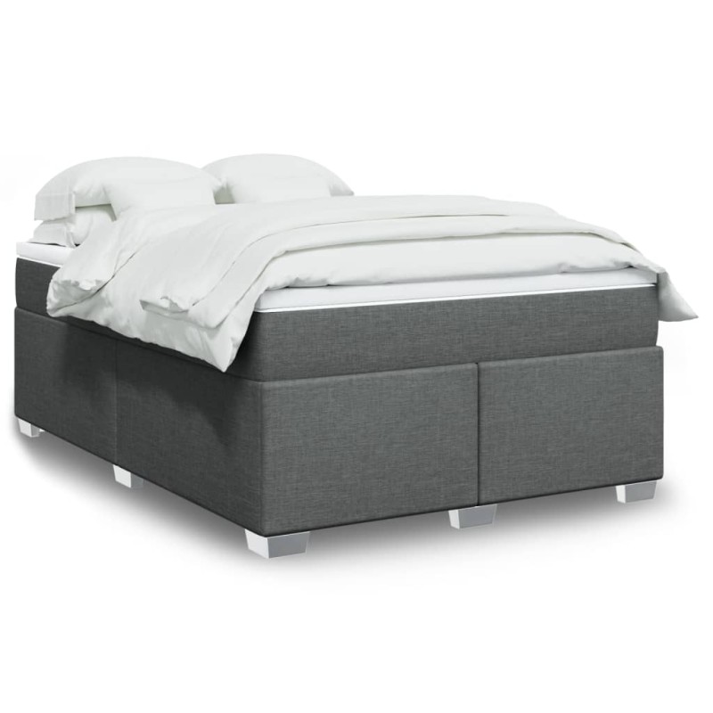 vidaXL Boxspringbett mit Matratze Dunkelgrau 160x200 cm Stoff vidaXL Boxspringbett mit Matratze Dunkelgrau 160x200 cm Stoff