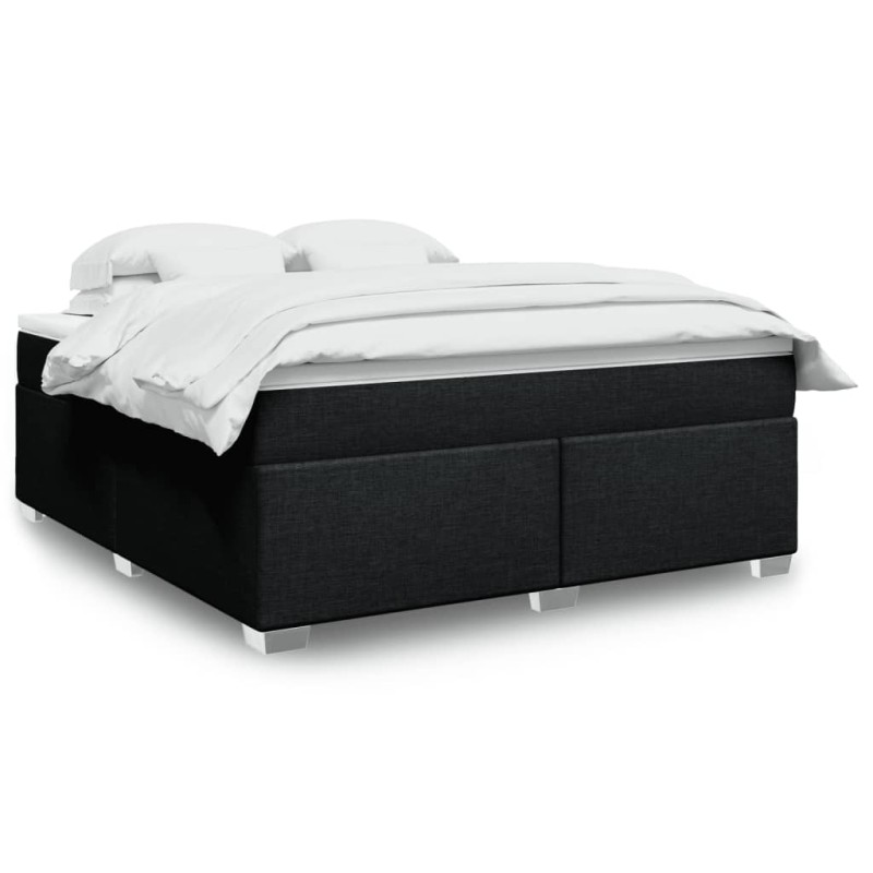 vidaXL Boxspringbett mit Matratze Schwarz 180x200 cm Stoff vidaXL Boxspringbett mit Matratze Schwarz 180x200 cm Stoff