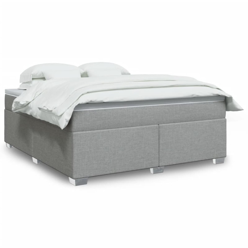 vidaXL Boxspringbett mit Matratze Hellgrau 180x200 cm Stoff vidaXL Boxspringbett mit Matratze Hellgrau 180x200 cm Stoff