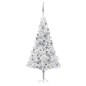 vidaXL Künstlicher Weihnachtsbaum Beleuchtung & Kugeln Silber 180 cm