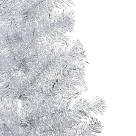 vidaXL Künstlicher Weihnachtsbaum Beleuchtung & Kugeln Silber 180 cm
