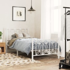 vidaXL Bettgestell mit Kopf- und Fußteil Metall Weiß 90x190 cm