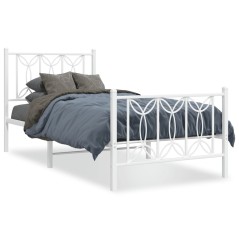 vidaXL Bettgestell mit Kopf- und Fußteil Metall Weiß 90x190 cm