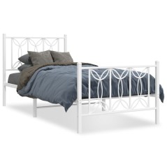 vidaXL Bettgestell mit Kopf- und Fußteil Metall Weiß 75x190 cm