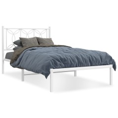 vidaXL Bettgestell mit Kopfteil Metall Weiß 100x200 cm