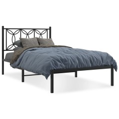 vidaXL Bettgestell mit Kopfteil Metall Schwarz 107x203 cm