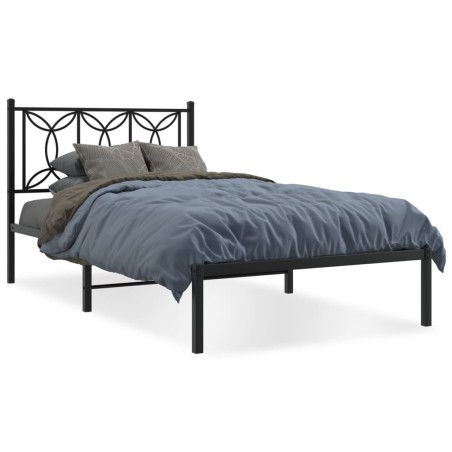 vidaXL Bettgestell mit Kopfteil Metall Schwarz 107x203 cm
